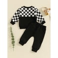 thumbnail image 6 of Hirigin Baby Boy 2Pcs Fall Winter Clothes 6 12 18 Months 2T 3T 4T Toddler Checkered Outfit Long Sleeve Pocket Sweatshirt Top Solid Jogger Pants Set, 6 of 8
