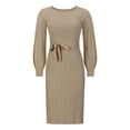 thumbnail image 2 of SWSMCLT Women's Sweater Dress Long Casual Long Sleeve Pullover Sweaters Bodycon High Waist Winter Fashion Fitted Belted Khaki X-Large, 2 of 4