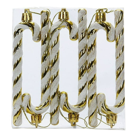 6Pcs Christmas Candy Cane Ornaments for Christmas Tree Decorations,5.5Inch Assorted Color Hanging Glitter Ornament with Golden Rope for Xmas New Year Holiday Festival Home Party Decor