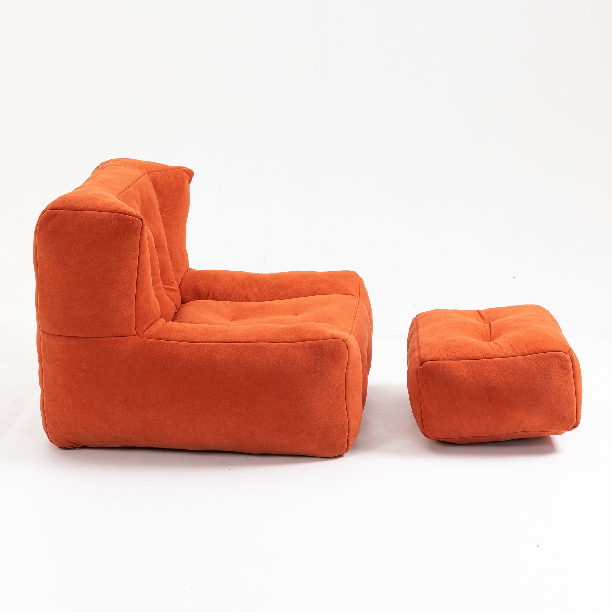 Comfortable Bean Bag for Adults - Super Soft Lazy Sofa Chair with Memory Foam & Ottoman, Indoor Modern Focus Bean Bag Chair for Living Room, Bedroom, Apartment (Mosha Velvet, High-Density Foam)