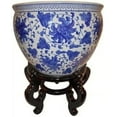 thumbnail image 2 of Blue and White Porcelain Jardiniere For Indoor Or Outdoor Use (8" W x 6" H - Inside Rim 7.5 , Base 5.25) - Oriental Furniture Warehouse, 2 of 2