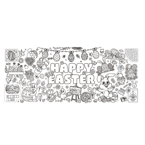 HuiXinOu Easter Paper Placemats Kids Doodle Activity Table Cover Disposable Waterproof for Party Dining Holiday Decor, A