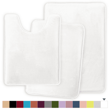 ComfiTime 3 Piece Bathroom Rugs Set – Thick Memory Foam, Non-Slip Bath Mat, Soft Plush Velvet Top, Ultra Absorbent, Small, Large & Long Rugs for Bathroom Floor with Contour Rug, White