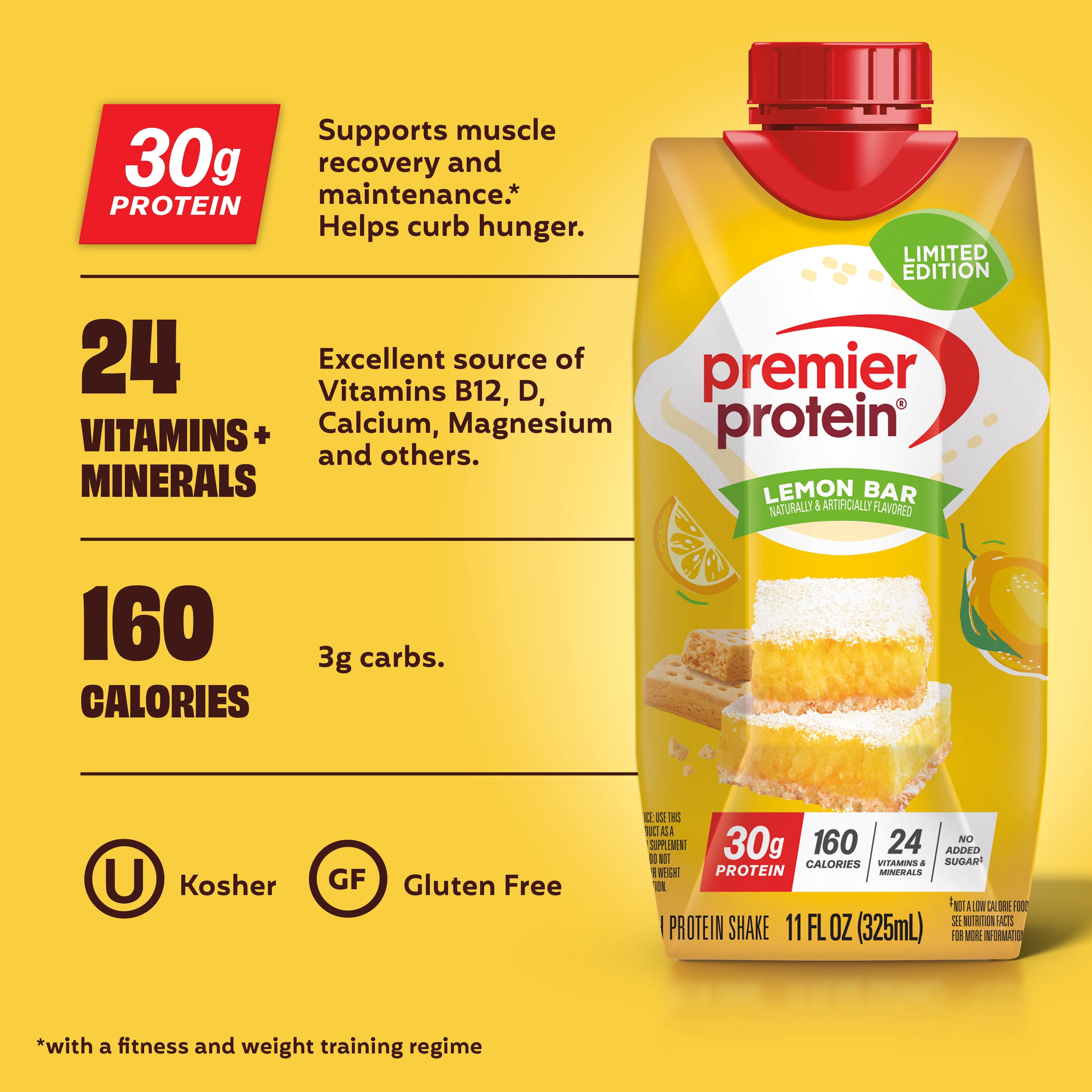 Premier Protein Shake, Lemon Bar , 30g Protein, 11 fl oz, 4