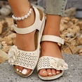 thumbnail image 5 of Mostsola Floral Dressy Sandals for Women Low Wedge Open Toe Slingback Comfortable Casual Beach Shoes, 5 of 6