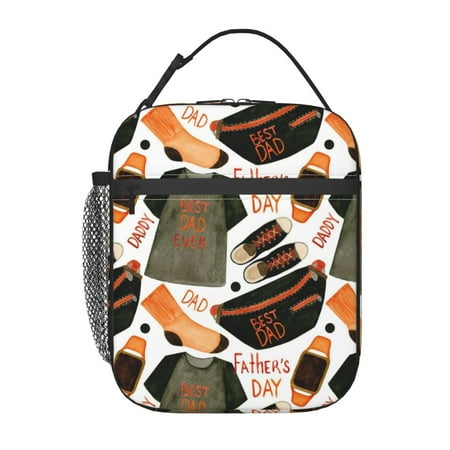Lunch Bag For Men And Women Portable Student Lunch Box For School Office Picnic Travel Reusable Cooler Bag With Shoulder Strap Watercolor Pattern Dad T Shirt Socks