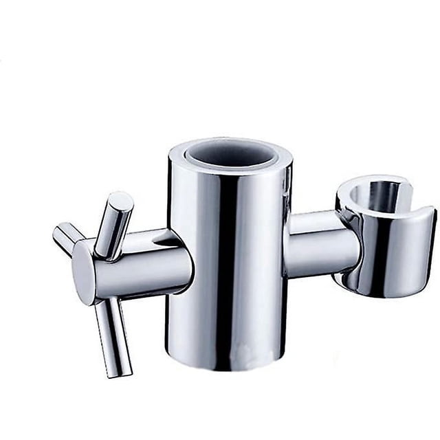 Soporte de cabezal de ducha de repuesto para barra deslizante - Altura y ángulo ajustables - Latón macizo - Plata - 24 mm