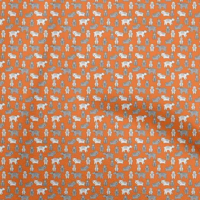 oneOone Coton Flex Orange Tissu Animal Matière de Robe Tissu Imprimé Tissu au Mètre 40 Pouces de Large