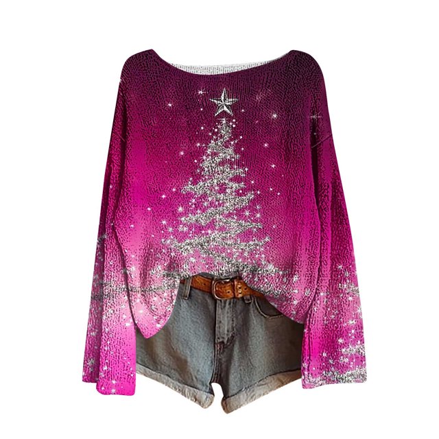 Birdeem Chandail de Noël Tricoté pour Femmes, Design Imprimé, Col Rond, Manches Longues, Chandail à la Mode, Chandails de Noël pour Femmes, Hauts de Noël pour Femmes