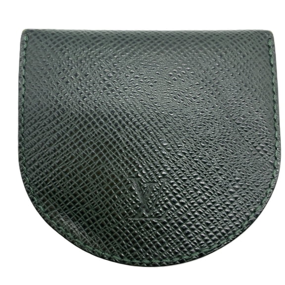 Pre-Owned Louis Vuitton Taiga Porte Monnaie Cuvette Coin Case, Leather, Dark Green,... (Fair)