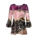 thumbnail image 4 of ICHUANYI Clearance Women's Casual Trumpet 3/4 Sleeve Printed Buttoned Basic Ruched Corset Tunic Tops Pleated T-shirts Blouses(Purple, XL) ICHUANYI WER2023080817695, 4 of 5