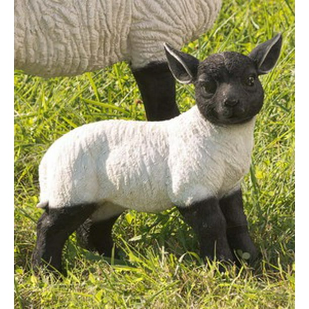 Plow & Hearth Standing Lamb Suffolk Sheep Garden Statue - Walmart.com - Walmart.com