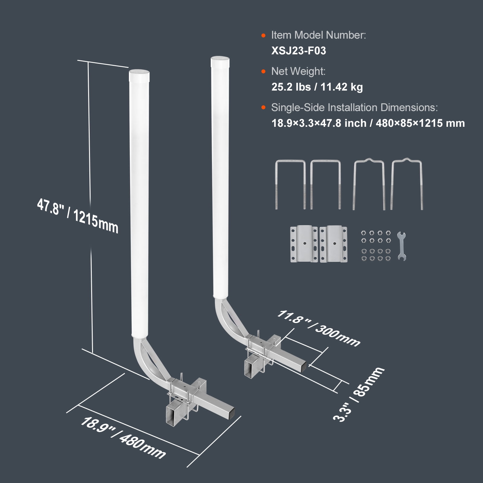 KFFKFF Marine Trailer Guide Set, 48'' Flexibly Adjustable Poles, Pair of Galvanized Steel Supports with PVC Coating, Ideal for Ski, Fishing, and Sailboat Transport, 2024