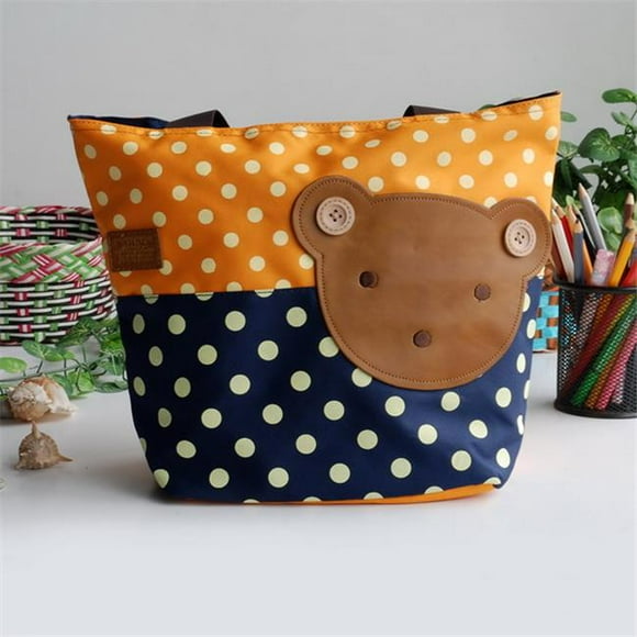 KB-BXY8023-ORANGE 13.3 x 5.1 x 10.6 in. Bear Orange - Blancho Applique Kids Fabric Art Tote Bag & Shopper Bag Orange