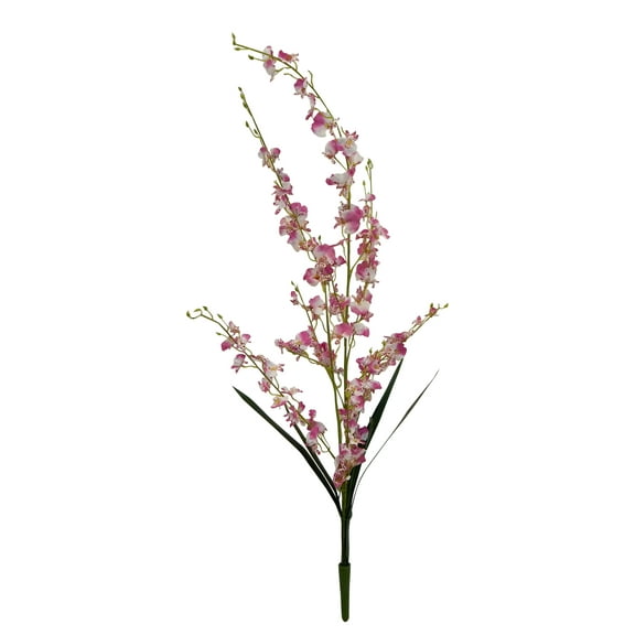 Off-White Wine Red Orchid 32in Fake Flower Faux Foliage Spray Long Stem for Craft Home Garden Outdoor Bouquet Arrangement Ceremony Wedding Arch Floral Wall Aisle Decor (Cream Burgundy, Set of 2)