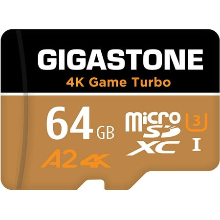 Image of [5-Yrs Free Data Recovery] Gigastone 64GB Micro SD Card 4K Game Turbo MicroSDXC Memory Card for Nintendo-Switch GoPro Action Camera DJI Drone UHD Video R/W up to 95/35MB/s UHS-I U3 A2 V30 C10