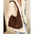 thumbnail image 3 of LHSHIDU Corduroy Shoulder Bag Winter Fall Fashion Crescent Bag Womens Mens Wide Strap Tote Handbag Solid Color, 3 of 6
