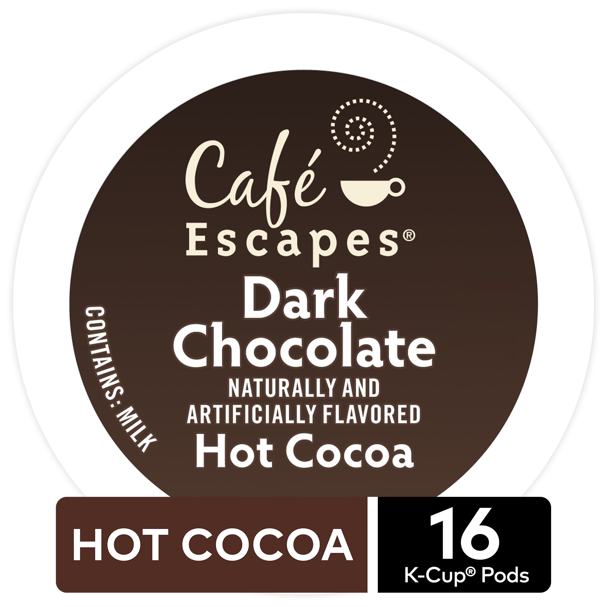 Cafe Escapes Dark Chocolate Hot Cocoa KCup Pods, 16 Count for Keurig Brewers