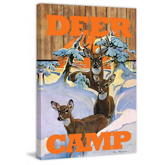 Marmont Hill Inc Marmont Hill - "Deer Camp 2" by Saturday Evening Post Painting Print on Canvas - Multi-color