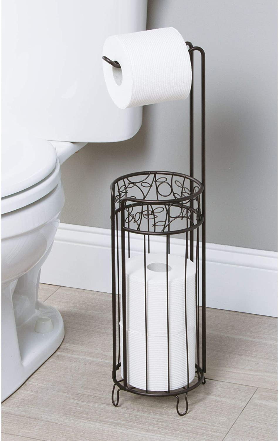 Details about   iDesign Twigz Steel Free Standing Toilet Paper Roll Holder Bathroom Dispenser 