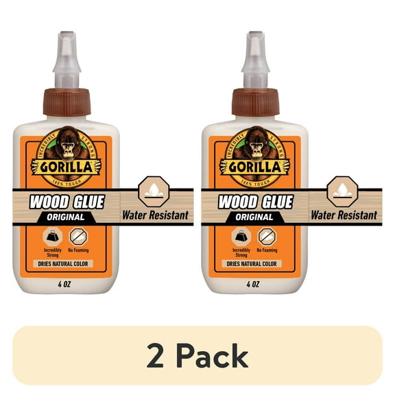 (2 pack) Gorilla Wood Glue Natural Wood Color, 4 ounce Bottle