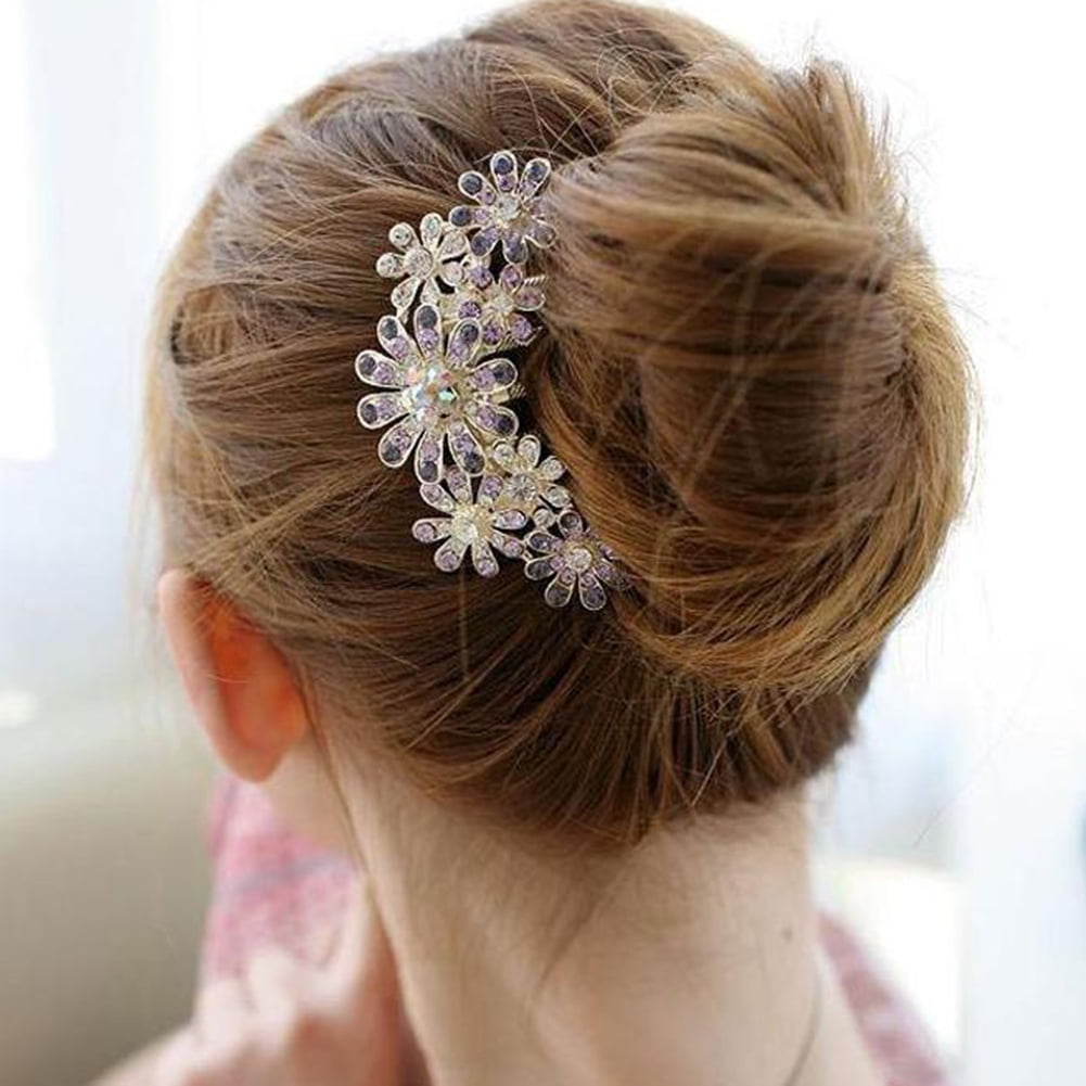 YLmarket Fashion Women Rhinestone Flower Hair Pin Comb Clip Wedding Bridal  Party Headwear 