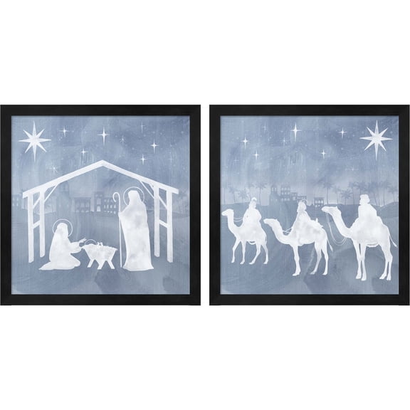 Great Art Now Star of Bethlehem by Grace Popp, 2 Piece Framed Art Set Each 13"W x 13"H