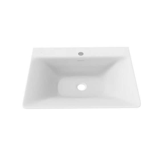 CastelloUSA Rectangular Wall Mount Bathroom Sink with Overflow in White