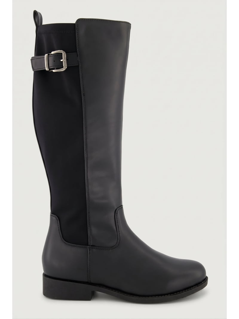 High Riding Patelal Women's Buckle Detail Stretch Back Knee High Riding Boots - Walmart.com