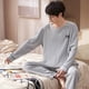 thumbnail image 1 of Conjunto de pijama de algodón de manga larga para hombre y mujer, ropa de dormir con cuello redondo, a la moda, otoño e invierno, novedad, 1 of 4