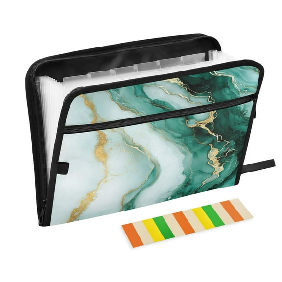 WOBOGO Green Gilt Pattern Expanding File Folder Letter Size Accordion Filing Organizer 13 Pocket Separate Organ Pocket