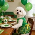 thumbnail image 5 of St. Patrick's Day Dog Skirt with Bow, Clover Pet Tutu Dress, Green Cat Apparel Outfit for Irish Festive Summer Birthday Party, 5 of 6