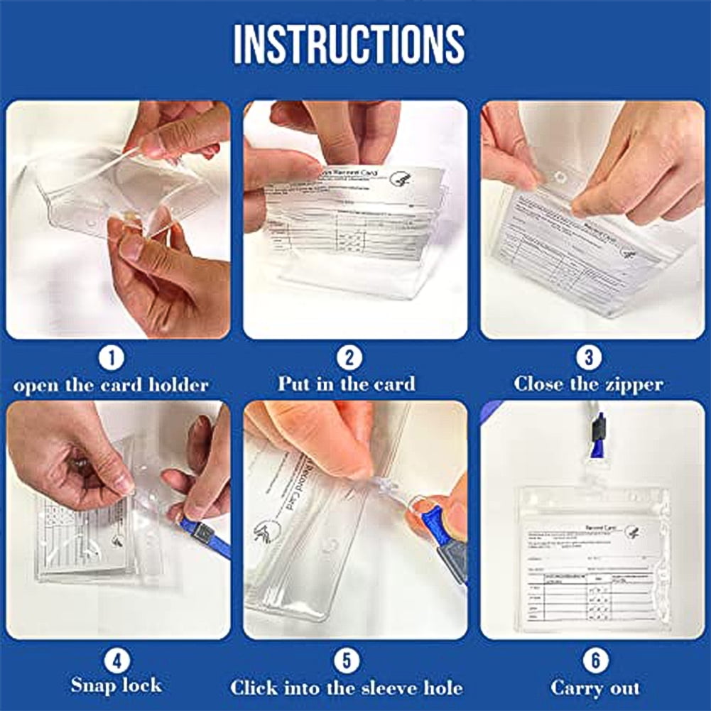 Kepooman Card Protector 4x3 Inches with 5 Lanyards Card Holder Clear Vinyl Plastic Sleeve with Waterproof Type Resealable Zip, Clear Kepooman Card Protector 4x3 Inches with 5 Lanyards Card Holder Clear Vinyl Plastic Sleeve with Waterproof Type Resealable Zip, Clear