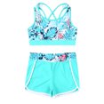 thumbnail image 6 of Sholeno Kids Girls 3 Piece Swimwear Rash Guard Long Sleeve Shirt Shorts UPF 50+ Swimsuits Bathing Zipper Leaf 14, 6 of 7