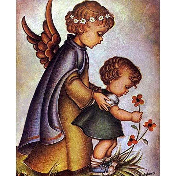 Catholic print picture - Guardian Angel 7 - 8" x 10" ready to be framed