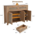 thumbnail image 2 of 51.29 Inch Rattan Sideboard Cabinet with 3 Drawers and 2 Door Storage, Boho Hand Woven Buffet Console Table with Adjustable Shelf, Farmhouse Media Cabinet for Dining Room Living Room, Light Oak Dark O, 2 of 9