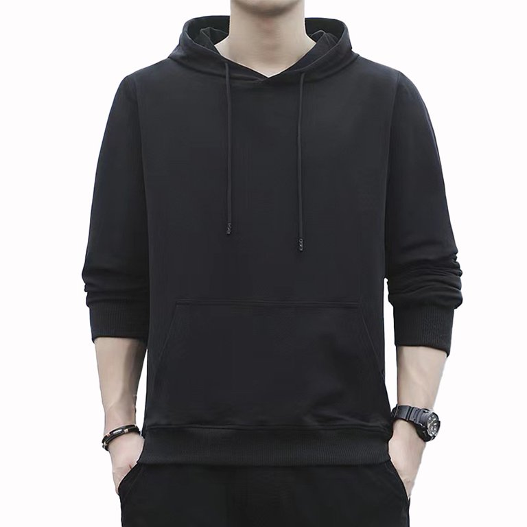 Men Casual Plain Pullover Hoodies Hooded Sweatshirts Long Sleeve Jumper  Tops 