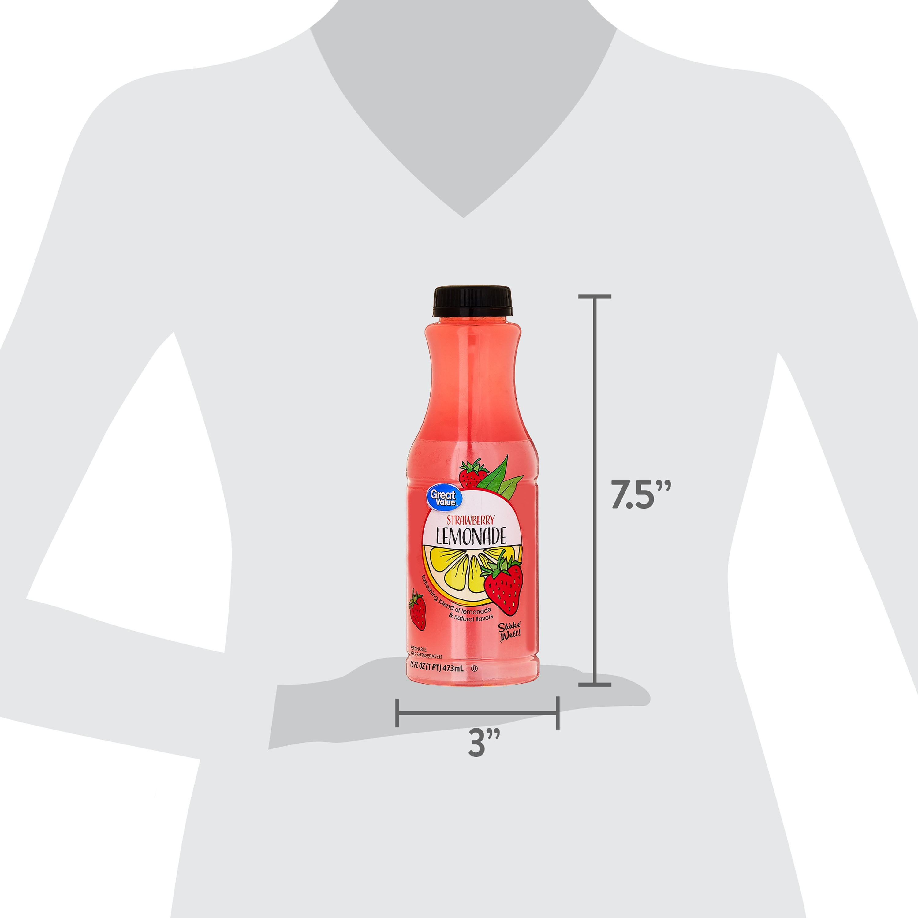 Great Value Strawberry Lemonade, 16 fl oz