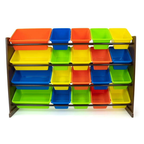 Humble Crew Forest Extra Large Toy Storage Organizer With 20 Storage Bins Dark Walnut Multi Color Walmart Com Walmart Com