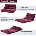 thumbnail image 6 of Fold Floor Sofa Bed, Adjustable Folding Futon Sofa Bed with 5 Reclining Position and Ergonomic Backrest Lazy Sofa Video Gaming Sofa with Two Pillows for Bedroom Living Room Balcony, Burgundy, 6 of 7