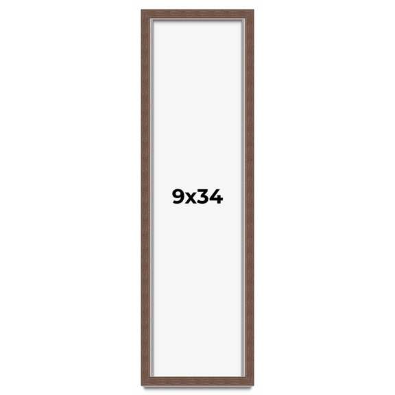 9x34 Shadow Box Frame Brown | 1.125 inches Deep Real Wood Rustic Shadowbox Display Frame | UV