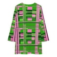 thumbnail image 3 of Plaid Pink & Green Loose Dress Evening Dress Summer Dresses for Women Luxury Dress Long Sleeved Dress, 3 of 4