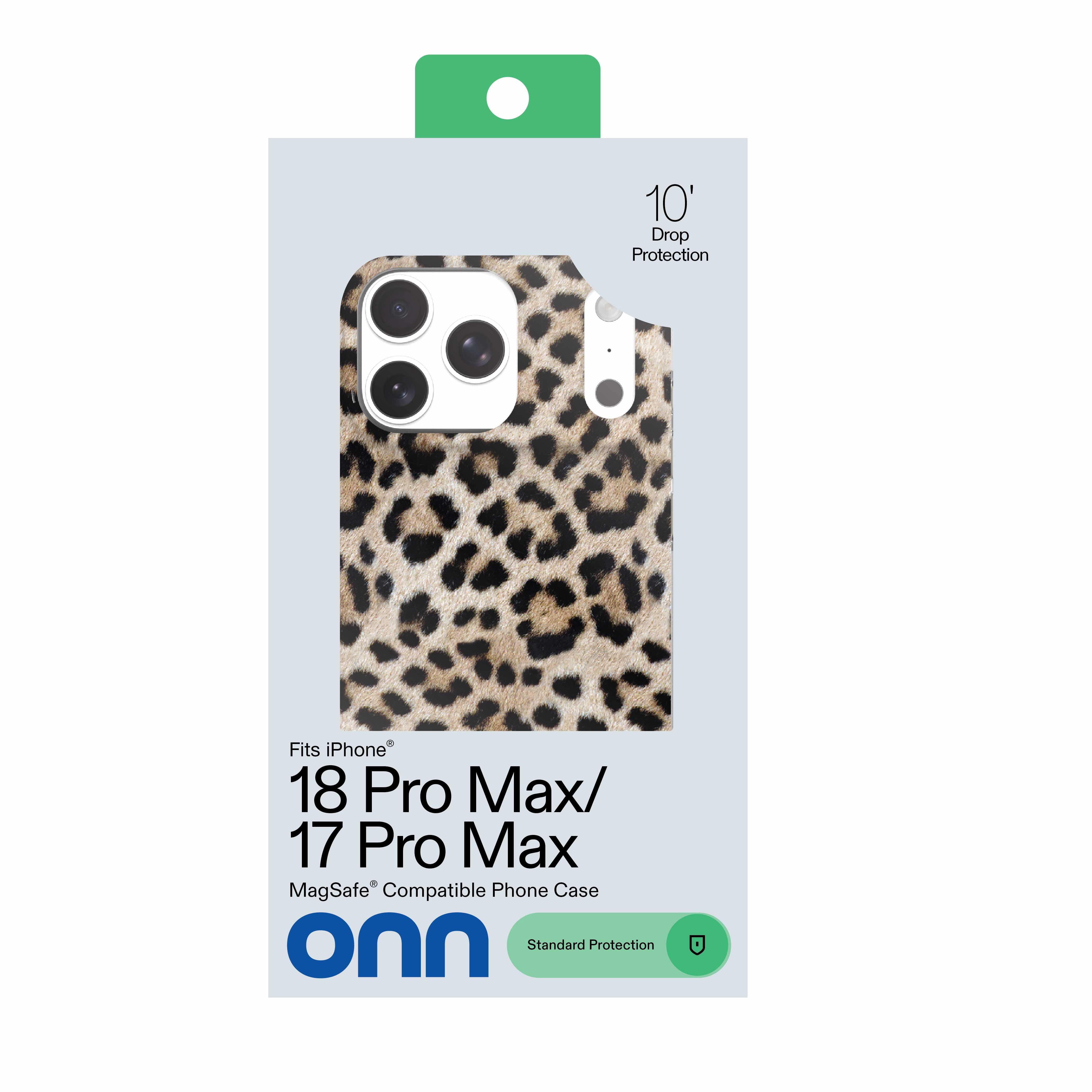 onn Phone Case for iPhone 18 Pro Max / 17 Pro Max, MagSafe Compatible - Cheetah Print