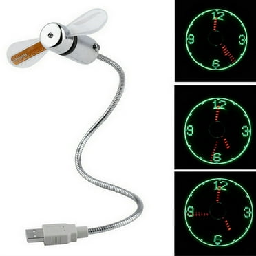 Fan Usb Clock Led Cooling Desktop Laptop Mini Flexible Time Display Gooseneck Notebook Cooler