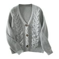 thumbnail image 3 of Feancey Women's Open Front Cardigan Sweaters Winter Chunky Knitted Jackets Fashion Cropped Button Sweater Shirts Dressy Casual Office Cardigans Limited Time Gray L, 3 of 5