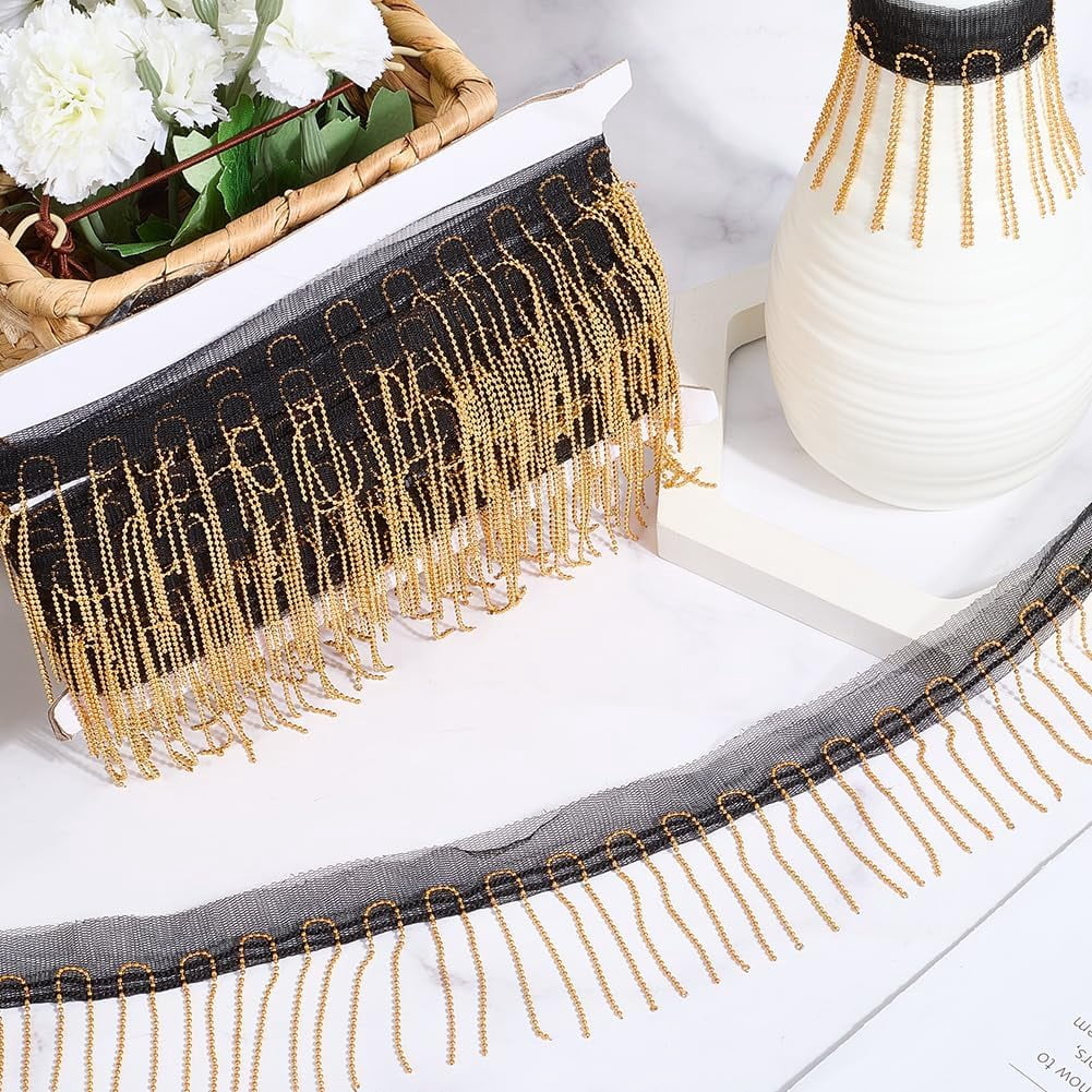 10yards Iron Rhinestone Ribbon Garment Accessories Golden 71mm