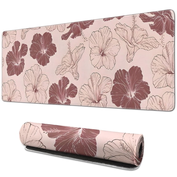 Long Mouse Pads for Desk,Pioneer Flower Floral Print Pattern Desk Mats on Top Of Desks, Desk Mouse Pad Extra Large with 3mm Non-Slip Base and Stitched Edge for Gaming,Office,Work,Home 31.5"x11.8"