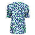 thumbnail image 4 of Olyvenn Blouse for Women Dressy Casual Puff Short Sleeve Boho Tops Fashion Classic Floral V Neck Tunic Shirts Summer Clothes Blue XXL, 4 of 5