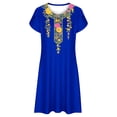 thumbnail image 5 of Puntoco Vestido De Cuello Redondo De Manga Corta Suelto Casual Estampado Estilo Étnico De Verano Para Mujer Azul S,Regalos Para Mujer Joven, 5 of 5