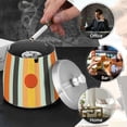 thumbnail image 4 of Yayeee Ashtray with Lid for Cigarette Smokeless Stainless Steel Home Ash Holder, Stripes and Circle, 4 of 7